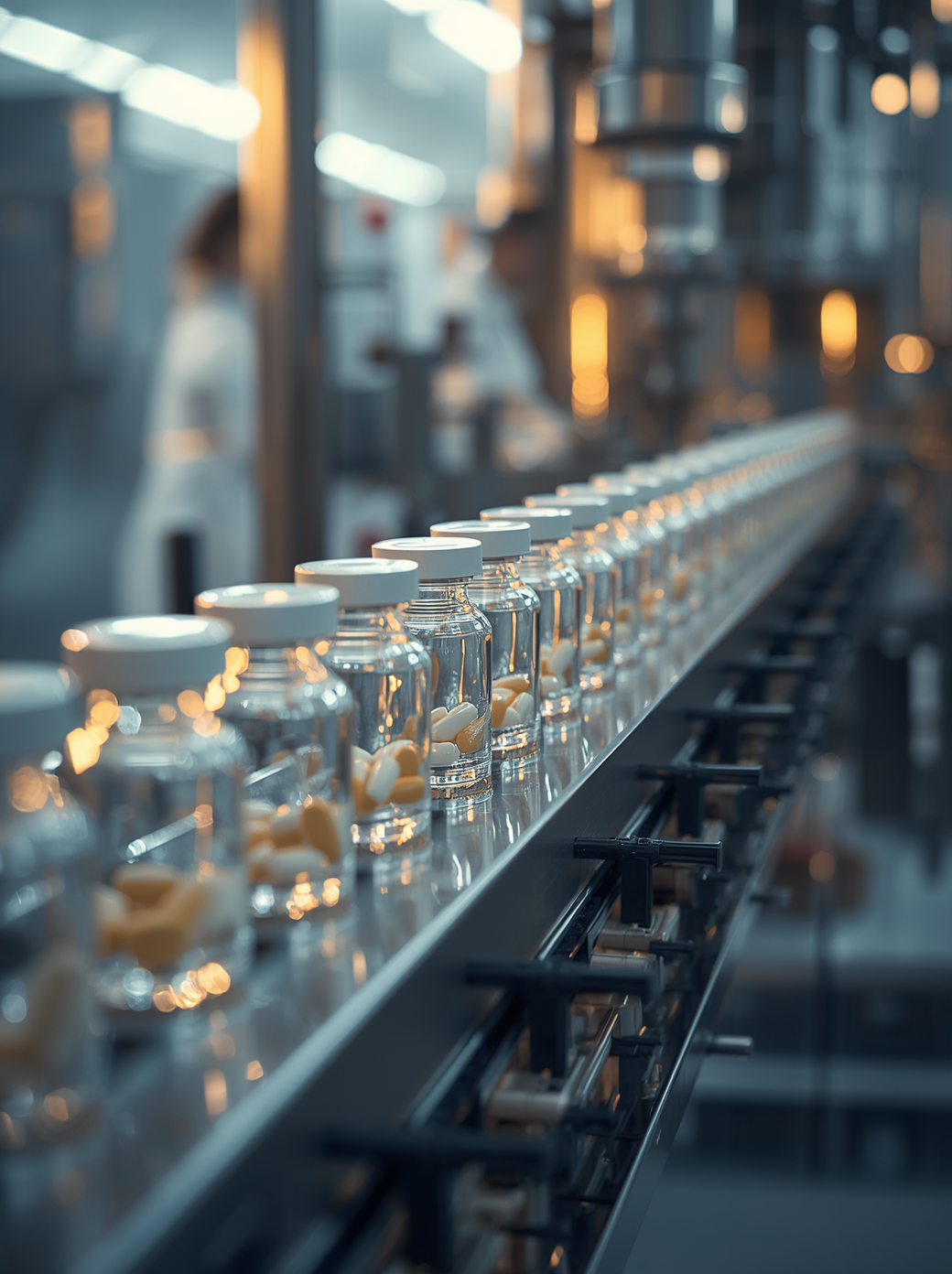 Pharmaceutical production line with vials